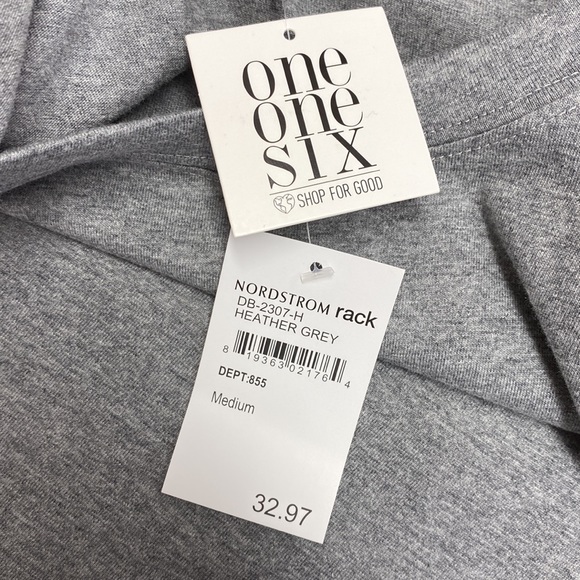 one one six Shoulder Pad Jersey Shift Dressj Heather Gray Size Medium NWT - Picture 9 of 11